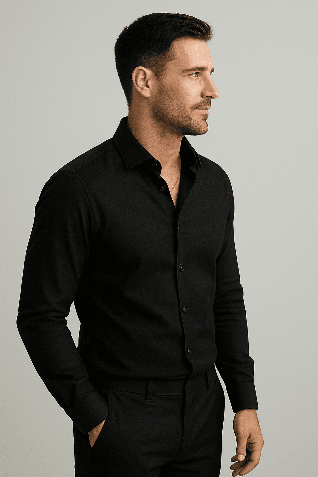 solid-black-linen-shirt